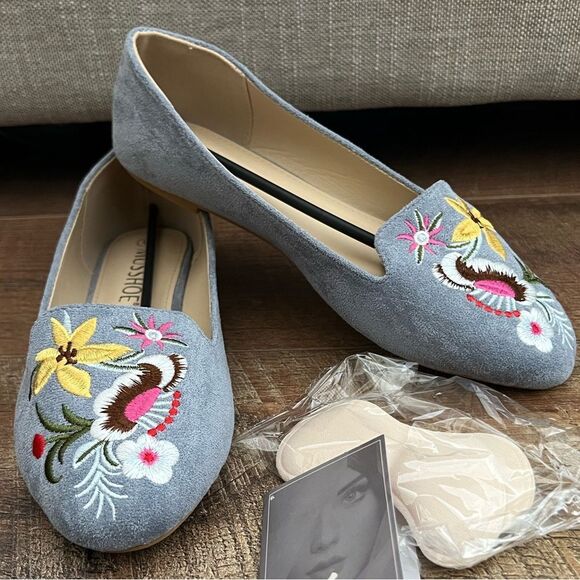 MUSSHOE Flats Shoes Comfortable Round Toe Memory Foam Women's Sz 6 Dusty Blue - Picture 10 of 16